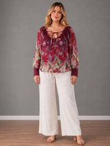 Floral Plus SIze Off Shoulder Top Wine