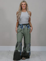 Floral Linen Pant Khaki