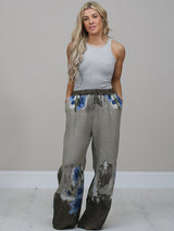 Floral Linen Pant Mocha
