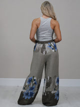 Italian Floral Print Ladies Linen Palazzo