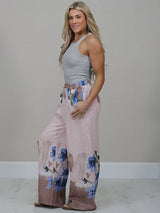 Italian Floral Print Ladies Linen Palazzo