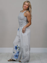 Italian Floral Print Ladies Linen Palazzo