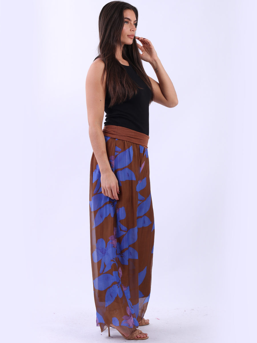 2 Layered Wide Leg Floral Silk Trouser