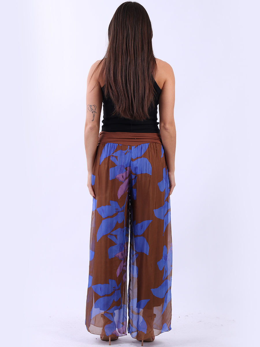 2 Layered Wide Leg Floral Silk Trouser