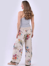 Women Floral Silk Wide Leg Pant