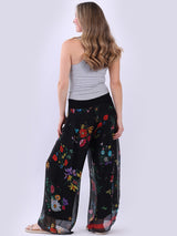 Women Floral Silk Wide Leg Pant