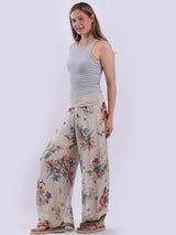 Women Floral Silk Wide Leg Pant