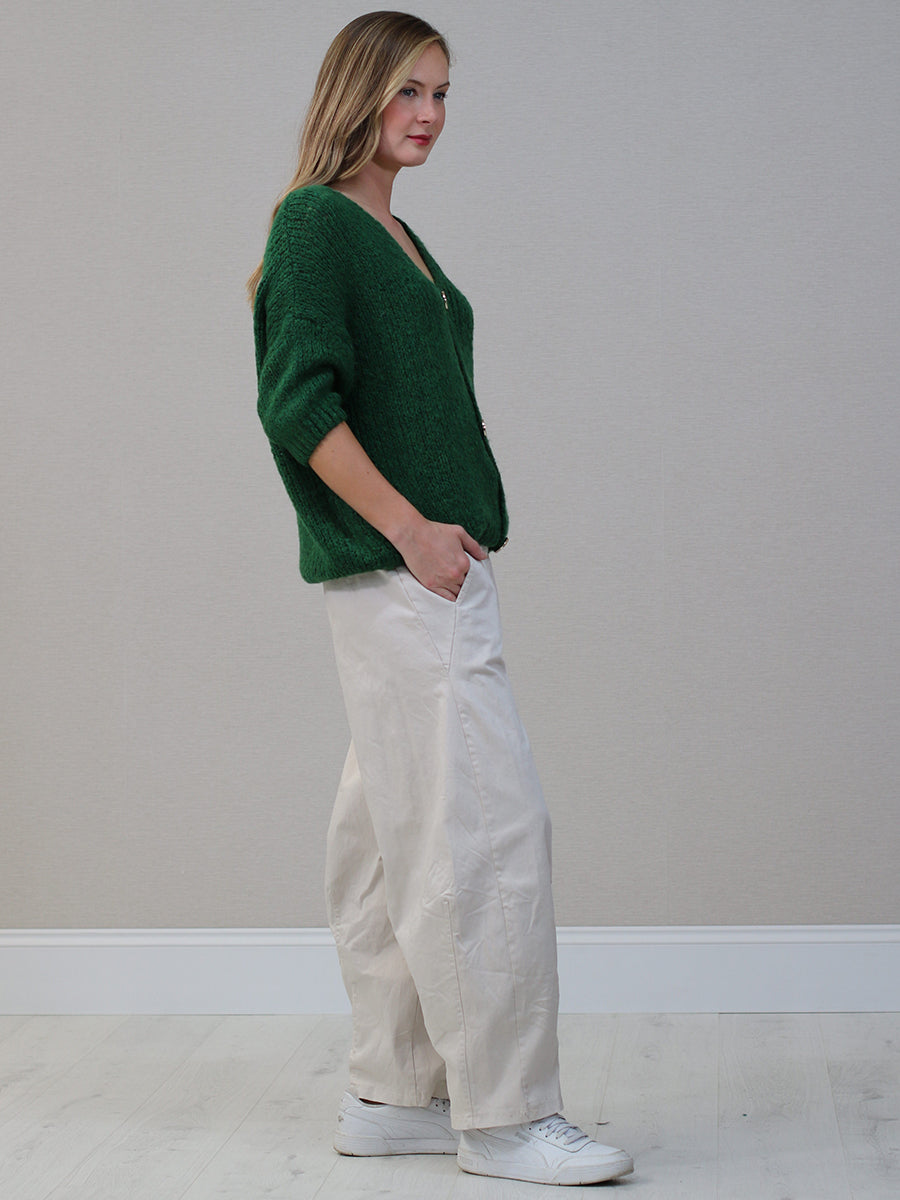 Solid Woolen Knit Button Down Cardigan