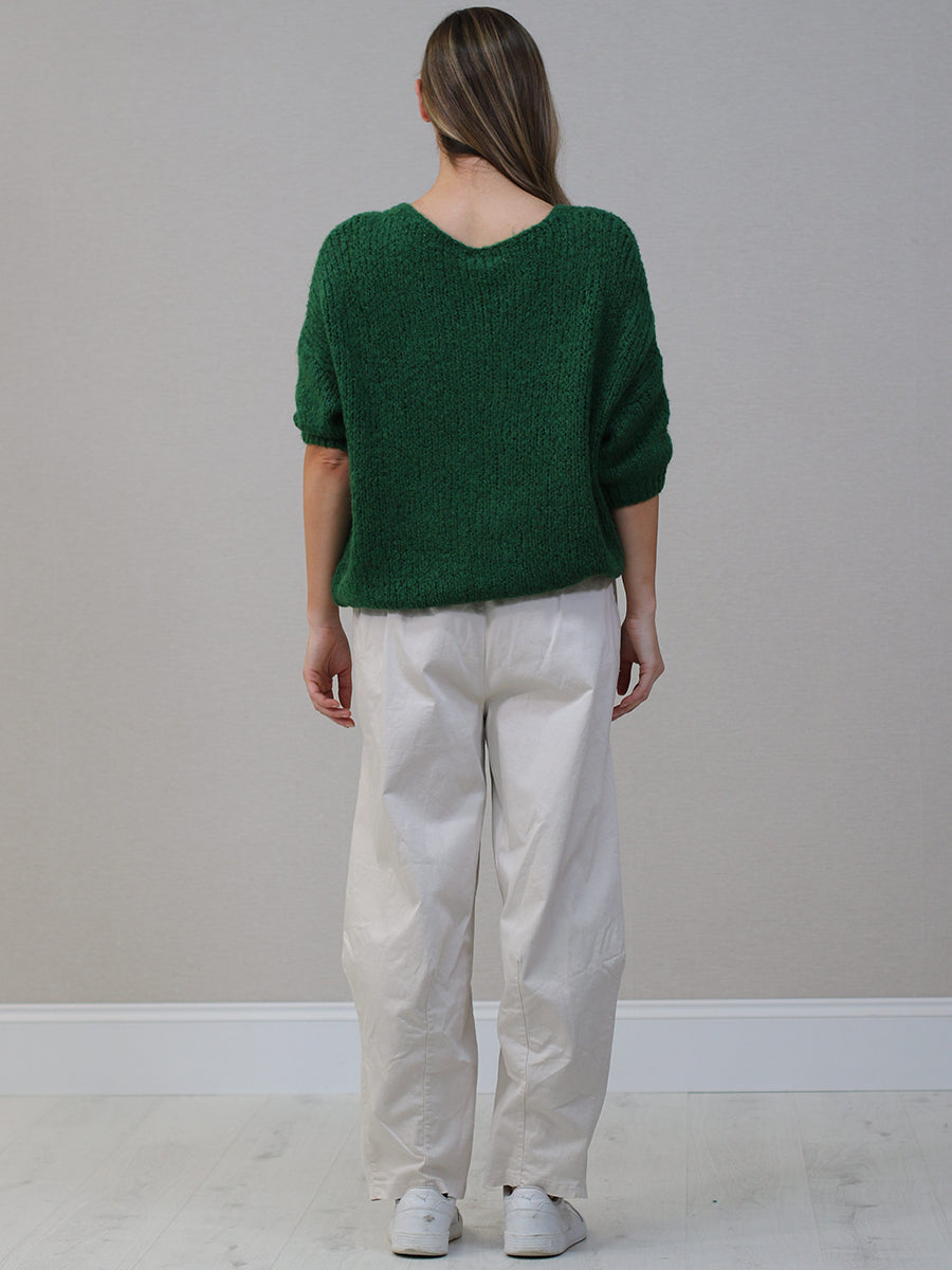 Solid Woolen Knit Button Down Cardigan