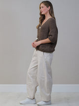 Solid Woolen Knit Button Down Cardigan