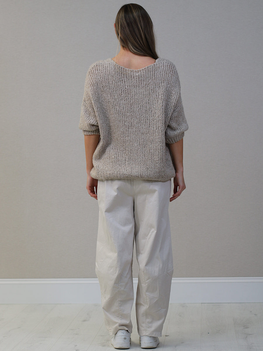 Solid Woolen Knit Button Down Cardigan