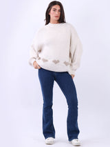 Hearts Knitted Baggy Woolen Jumper