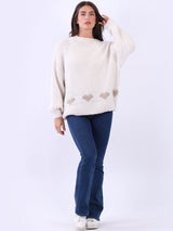 Hearts Knitted Baggy Woolen Jumper