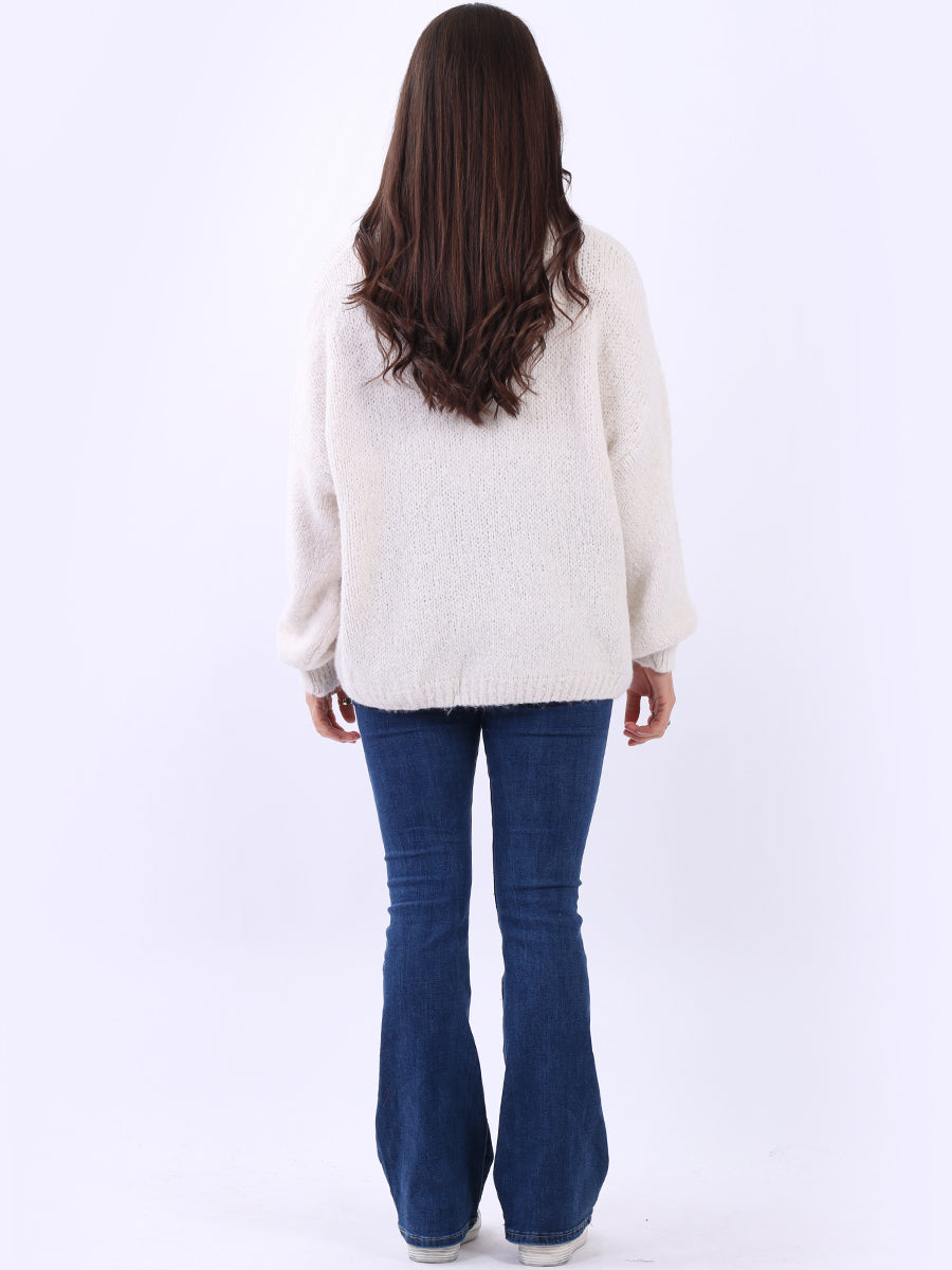 Hearts Knitted Baggy Woolen Jumper