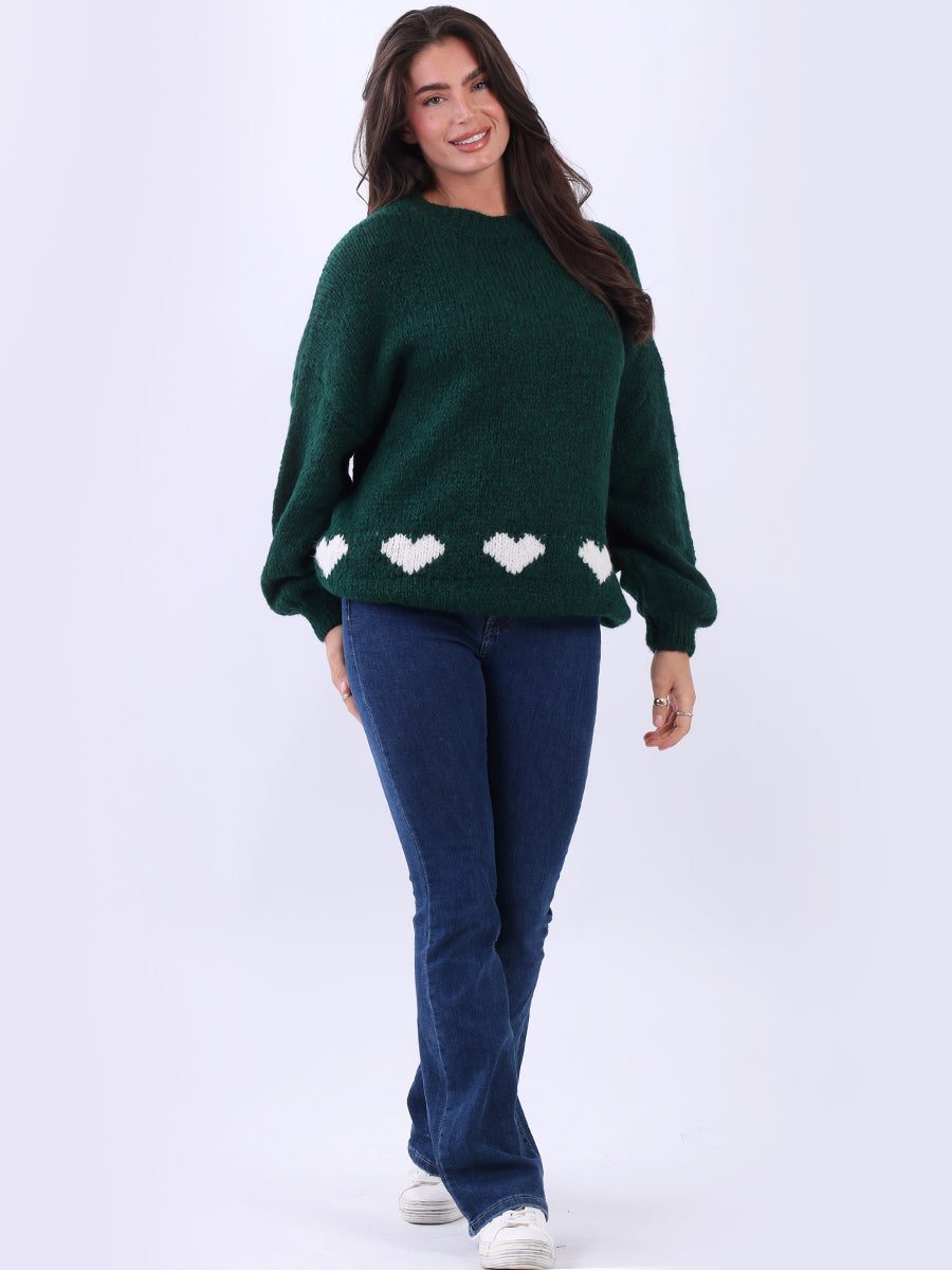 Hearts Knitted Baggy Woolen Jumper