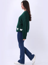 Hearts Knitted Baggy Woolen Jumper