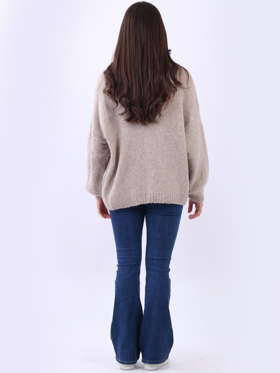 Hearts Knitted Baggy Woolen Jumper