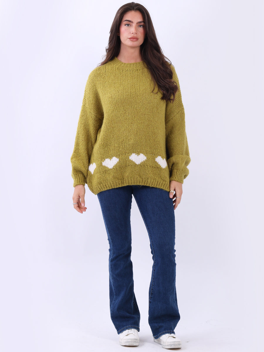 Hearts Knitted Baggy Woolen Jumper