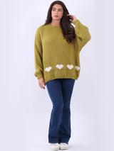 Hearts Knitted Baggy Woolen Jumper