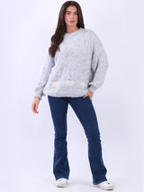 Hearts Knitted Baggy Woolen Jumper