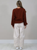 Drop Shoulders Wool Knitted Jumper