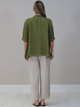 Shawl Collar Plain Linen Jacket