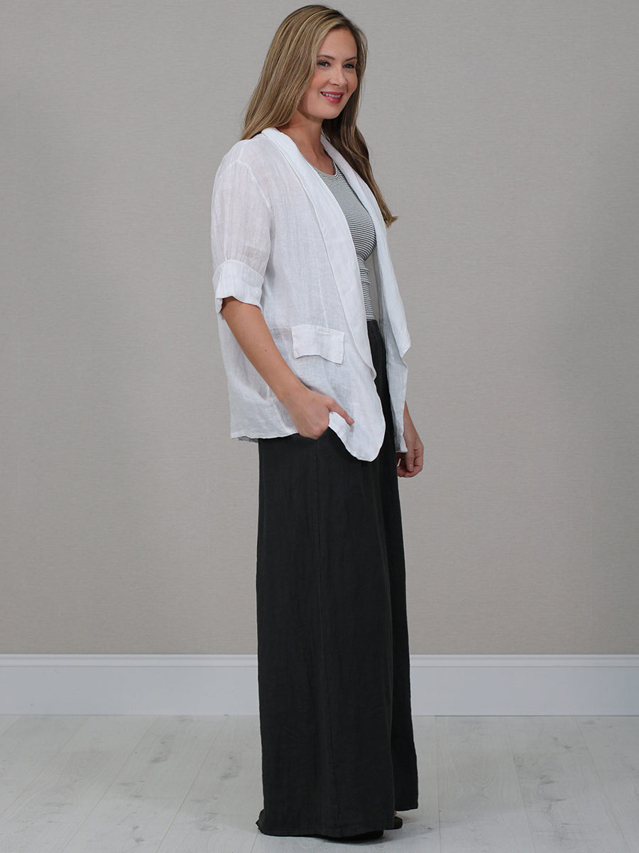 Shawl Collar Plain Linen Jacket
