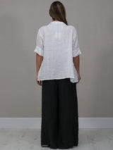 Shawl Collar Plain Linen Jacket
