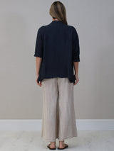 Shawl Collar Plain Linen Jacket