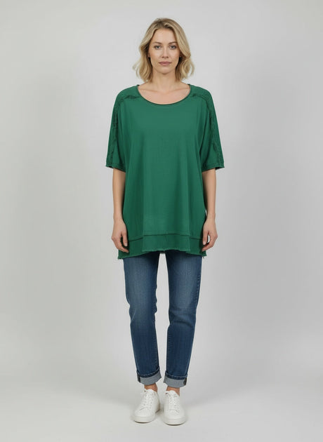 Raw Edges Linen Top Gucci Green