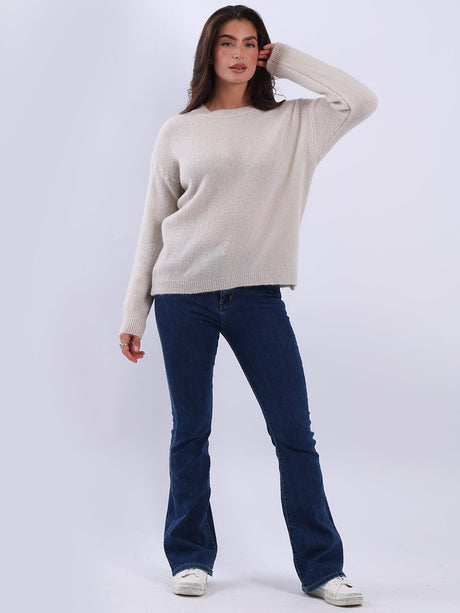 Plain Knitted Crop Boxy Jumper