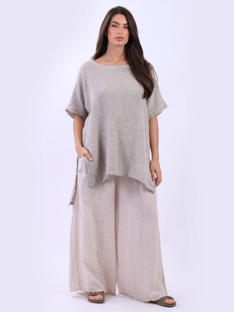 Solid Linen Hi-Lo Slouchy Top