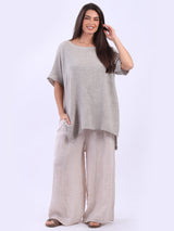 Solid Linen Hi-Lo Slouchy Top