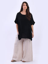 Solid Linen Hi-Lo Slouchy Top