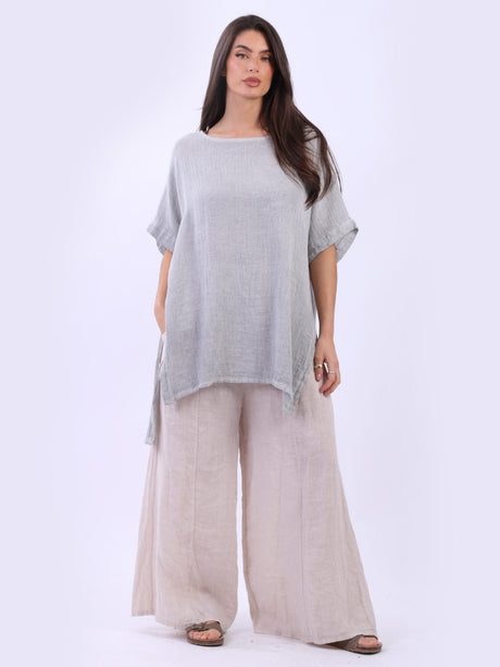 Solid Linen Hi-Lo Slouchy Top