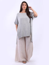 Solid Linen Hi-Lo Slouchy Top