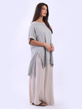 Solid Linen Hi-Lo Slouchy Top