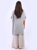 Solid Linen Hi-Lo Slouchy Top