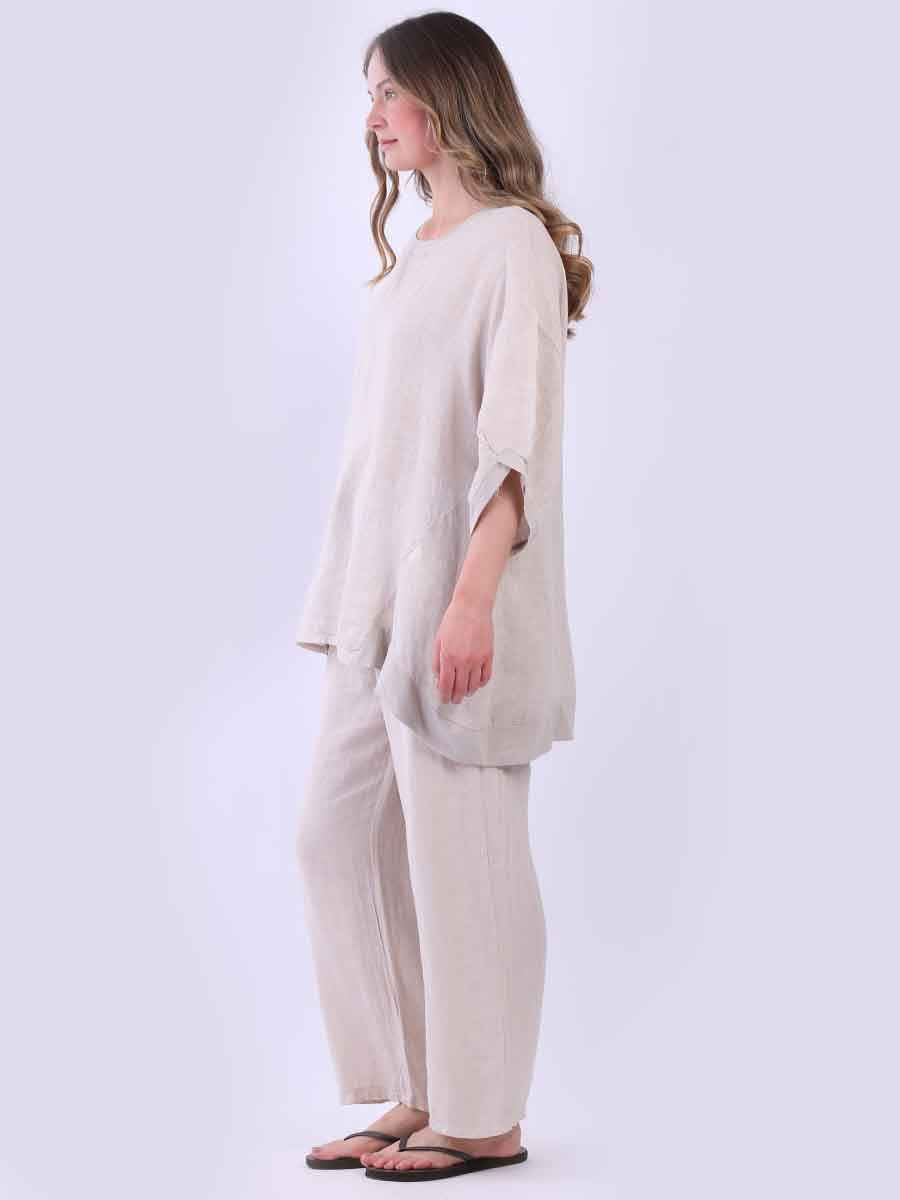 Women Oversized Dipped Hem Linen Top