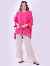 Plus Size Linen Top Fuchsia
