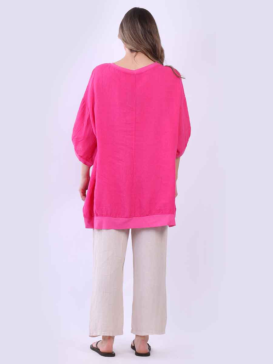 Women Oversized Dipped Hem Linen Top