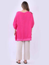 Women Oversized Dipped Hem Linen Top
