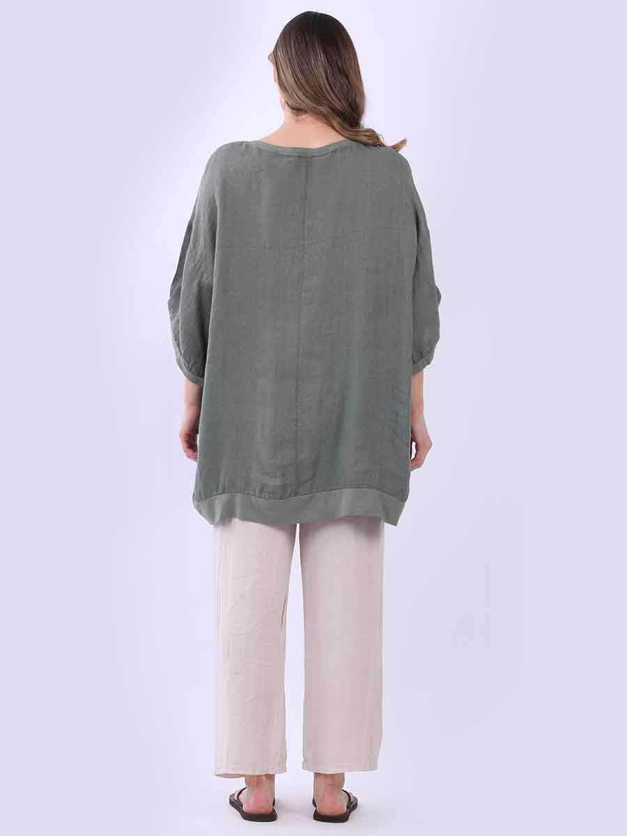 Women Oversized Dipped Hem Linen Top