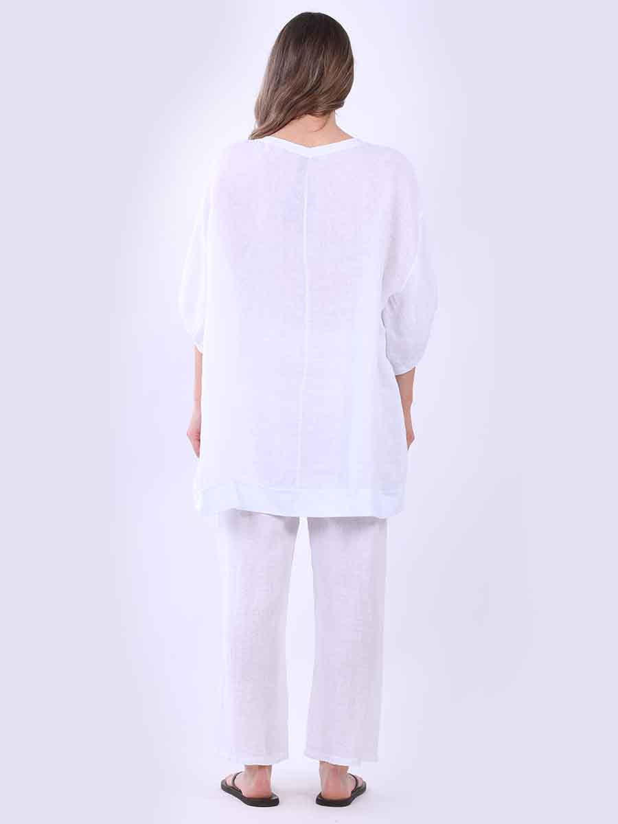 Women Oversized Dipped Hem Linen Top