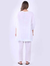 Women Oversized Dipped Hem Linen Top