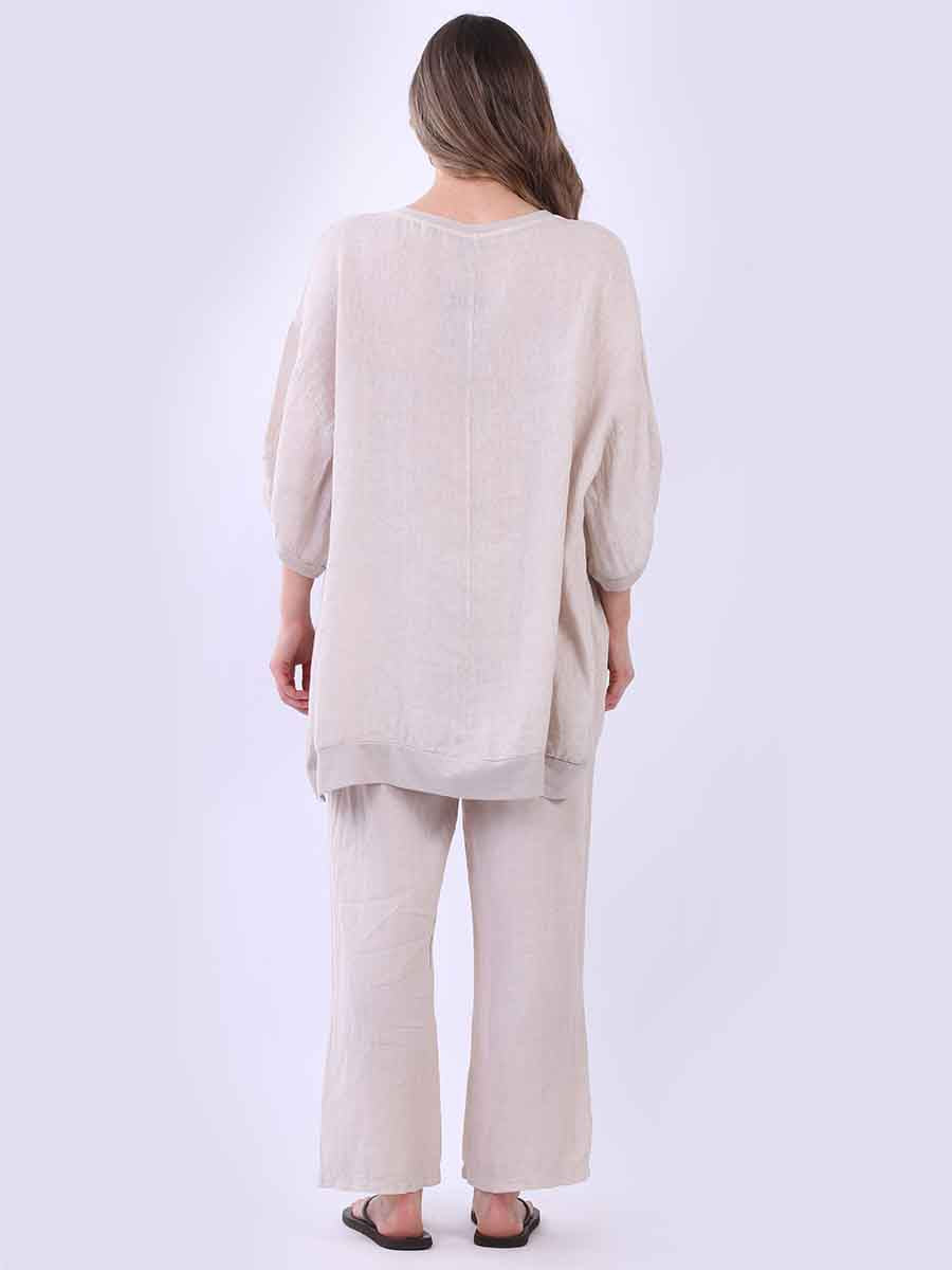 Women Oversized Dipped Hem Linen Top
