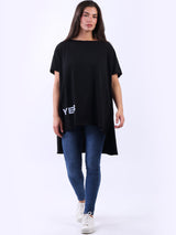 Oversized Yes Print Baggy Cotton Tee