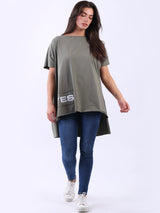 Oversized Yes Print Baggy Cotton Tee