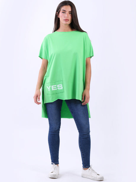 Oversized Yes Print Baggy Cotton Tee