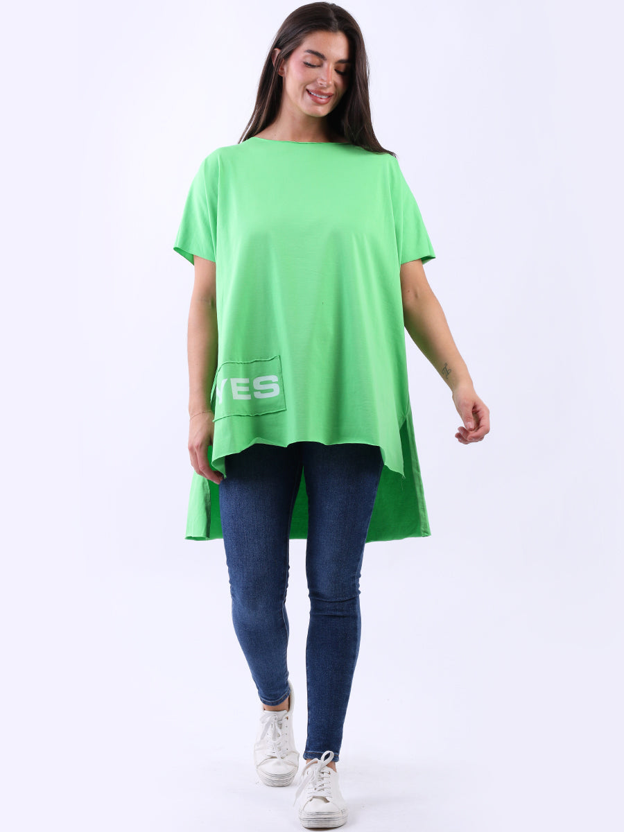 Oversized Yes Print Baggy Cotton Tee